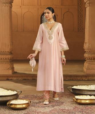 Mehnoor sanvi off-rose a-line chauga with salwar set 1