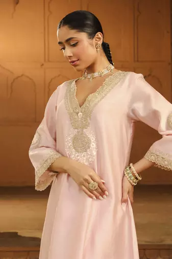 Mehnoor sanvi off-rose a-line chauga with salwar set