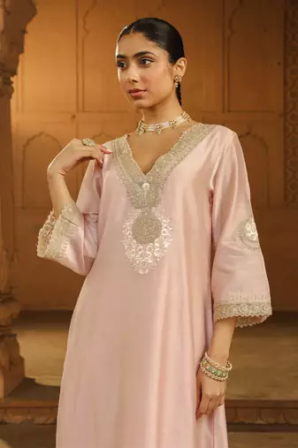 Mehnoor sanvi off-rose a-line chauga with salwar set