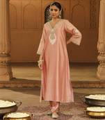 Mehnoor Sanvi Off-Rose A-Line Chauga With Salwar Set