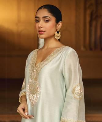 Mehnoor Sanvi Misty Green A-Line Chauga With Salwar Set 4