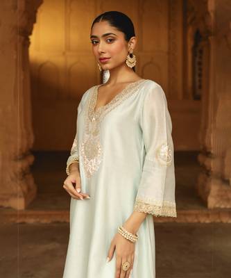 Mehnoor Sanvi Misty Green A-Line Chauga With Salwar Set 5