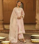 Mehnoor yasna off-rose a-line palazzo suit with dupatta set
