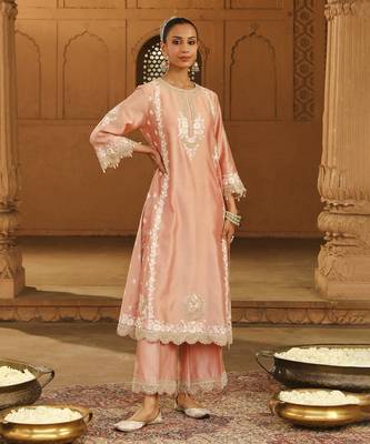 Mehnoor Yasna Off-Rose A-Line Palazzo Suit With Dupatta Set 2