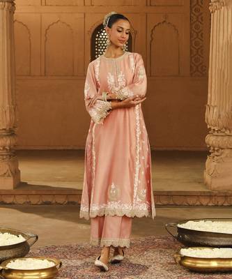 Mehnoor Yasna Off-Rose A-Line Palazzo Suit With Dupatta Set 3
