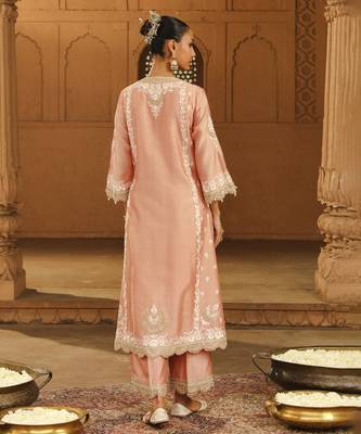 Mehnoor Yasna Off-Rose A-Line Palazzo Suit With Dupatta Set 4