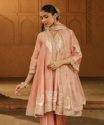 Blush Pink Short Anarkali Punjabi Salwar Suit 1