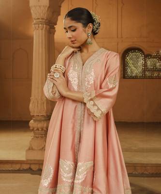 Blush Pink Short Anarkali Punjabi Salwar Suit 4