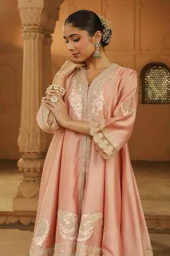 Blush Pink Short Anarkali Punjabi Salwar Suit