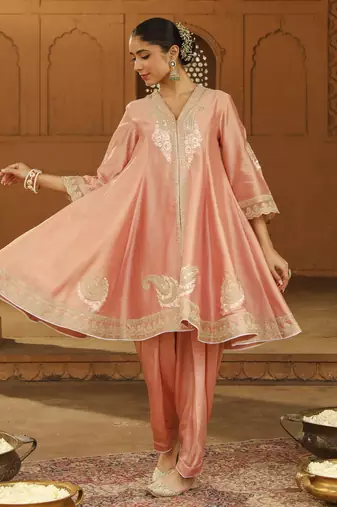 Blush Pink Short Anarkali Punjabi Salwar Suit