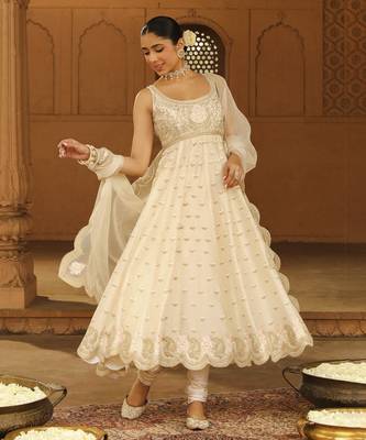 Mehnoor wafiya lemon yellow long anarkali with chooridaar and dupatta set 2