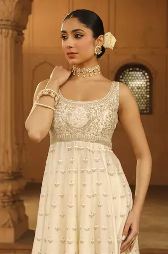 Mehnoor wafiya lemon yellow long anarkali with chooridaar and dupatta set
