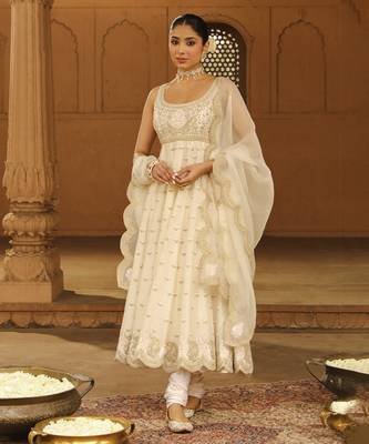 Mehnoor wafiya lemon yellow long anarkali with chooridaar and dupatta set 1