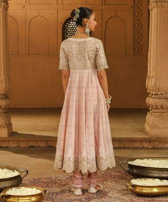 Mehnoor wasifa off-rose long anarkali with chooridaar and dupatta set 3