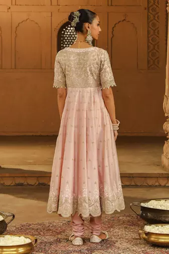 Mehnoor wasifa off-rose long anarkali with chooridaar and dupatta set