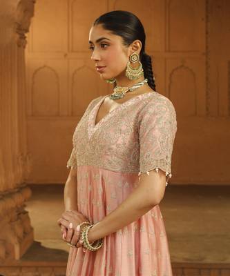 Mehnoor wasifa misty green long anarkali with chooridaar and dupatta set 3