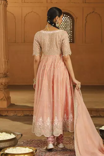 Mehnoor wasifa misty green long anarkali with chooridaar and dupatta set