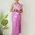 Aakar Purple handloom cotton saree with delicate handcrafted floral art
