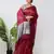 Aakar red handloom linen saree with white zari stripe