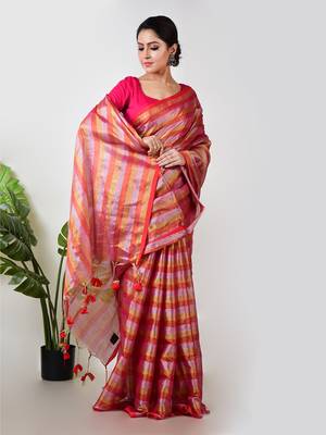 Aakar multi colour handloom tissue saree 2