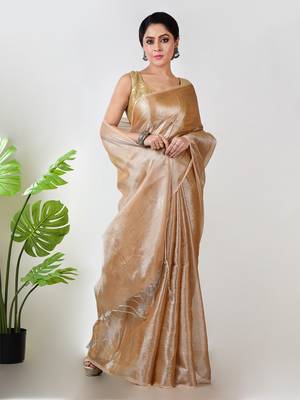 Aakar golden handloom tissue saree 1