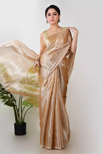 Aakar golden handloom tissue saree