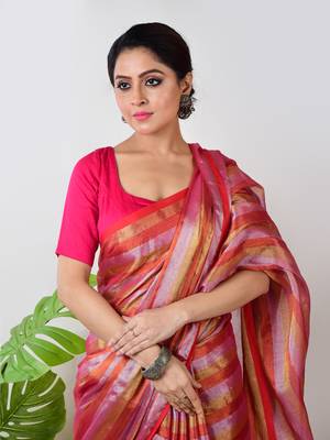Aakar multi colour handloom tissue saree 4