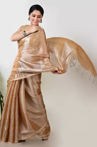 Aakar golden handloom tissue saree