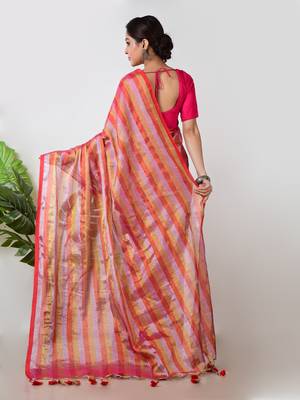 Aakar multi colour handloom tissue saree 5