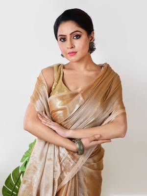 Aakar golden handloom tissue saree 5