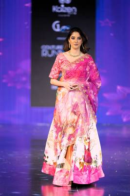 pink Motif Print Satin SemiStitched Lehenga Choli With Unstitched sequin Work Blouse and Dupatta 1