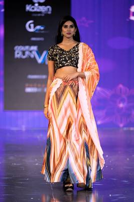 multicolor Motif Print Satin SemiStitched Lehenga Choli With Unstitched sequin Work Blouse and Dupatta 1
