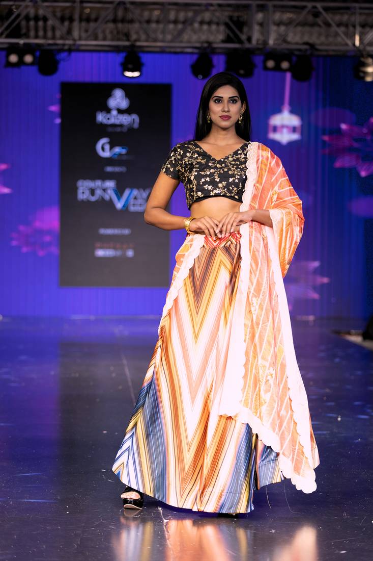 multicolor Motif Print Satin SemiStitched Lehenga Choli With Unstitched sequin Work Blouse and Dupatta