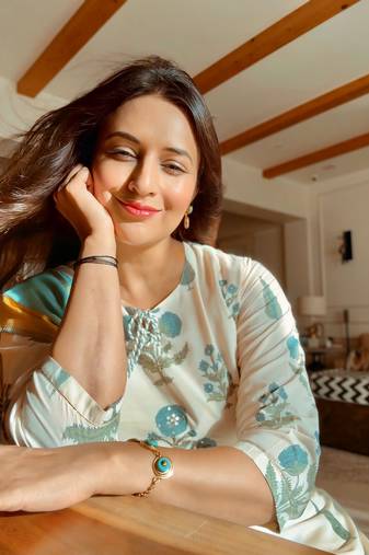 Off white block print cotton kurta set 