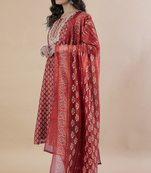 Maoon straight fit chanderi kurta set