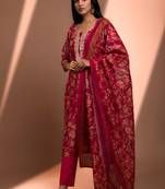 Pink straight fit chanderi kurta set 