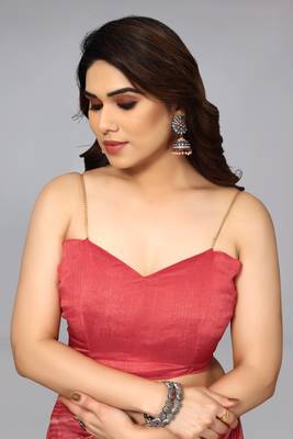coral red shibori print tie dye print chiffon pre draped saree 4