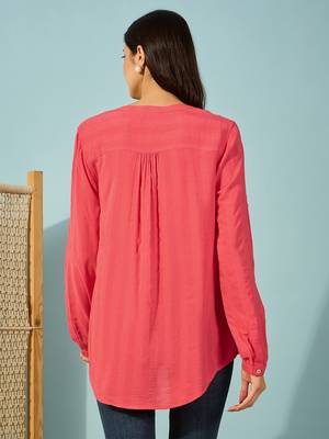 Womens red cotton shirt elephant embroidery casual wear 3