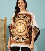 Women's satin leopard baroque print kaftan top