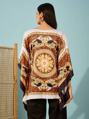 Women's satin leopard baroque print kaftan top 3
