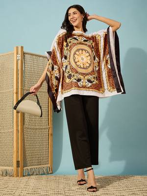 Women's satin leopard baroque print kaftan top 5