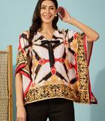 black satin kaftan crop top with exquisite baroque patterns