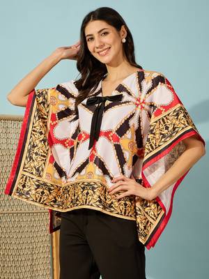 black satin kaftan crop top with exquisite baroque patterns 2