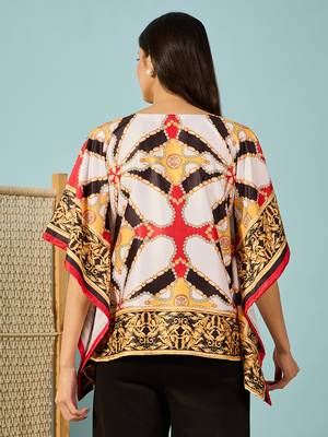 black satin kaftan crop top with exquisite baroque patterns 3