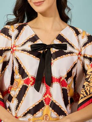 black satin kaftan crop top with exquisite baroque patterns 4