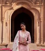 powder pink Hand Block Printed straight fit Cotton Kurta set 