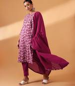 cherry Hand block printed straight fit cotton kurta set