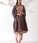light brown chanderi silk kurta pant with printed dupatta