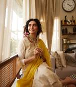 Off White Schiffli Cotton Suit kurta pant with dupatta Set 