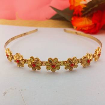 Stone stud gold plated  hair band color golden material brass  size free size 3